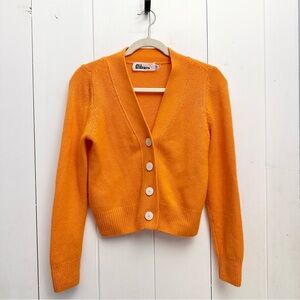 Jill Roberts Shrunken V-Neck Cardigan In Orange Size XS